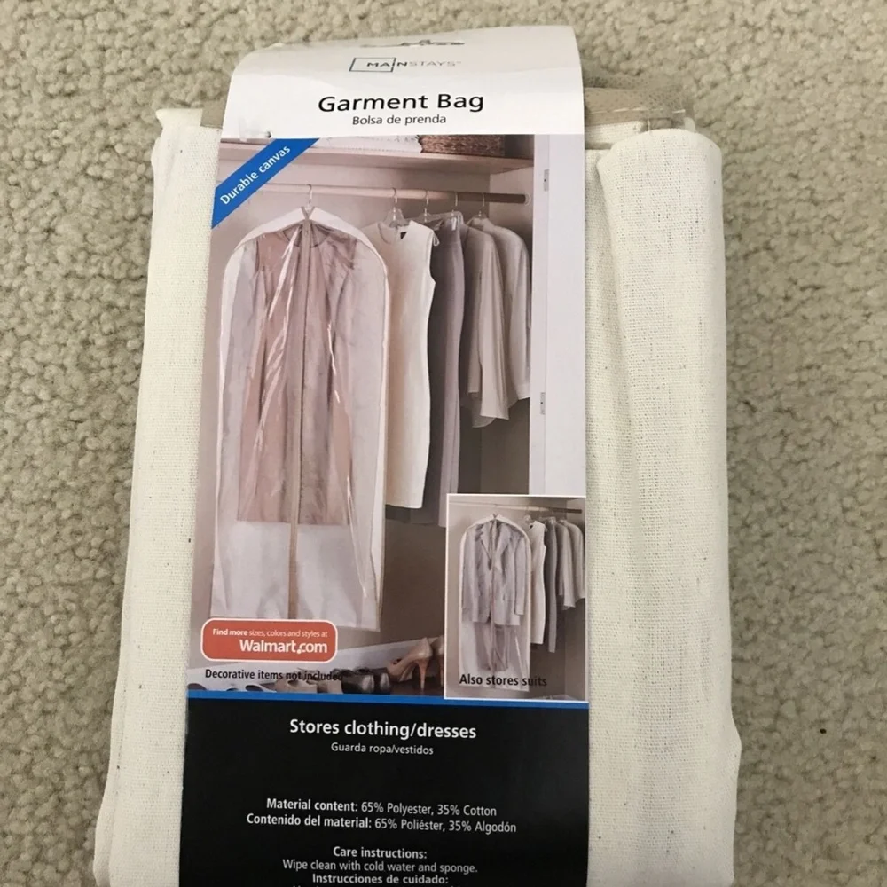 Mainstays Garment bag - 24” x 5” x 54” - NEW.